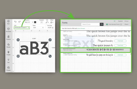 Select your monogram font in Cricut