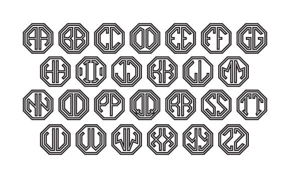 Octagon Outline 2 Letters Monogram Font slide 4
