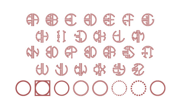 Circle Stacked Outline Monogram Font slide 4