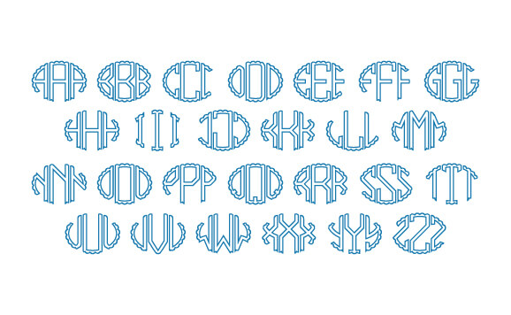 Scalloped Oval Outline Monogram Font slide 4